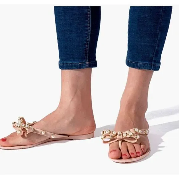 NWOT Jelly Bow Beach Dressy Summer Sandals- size 9 - Picture 1 of 3